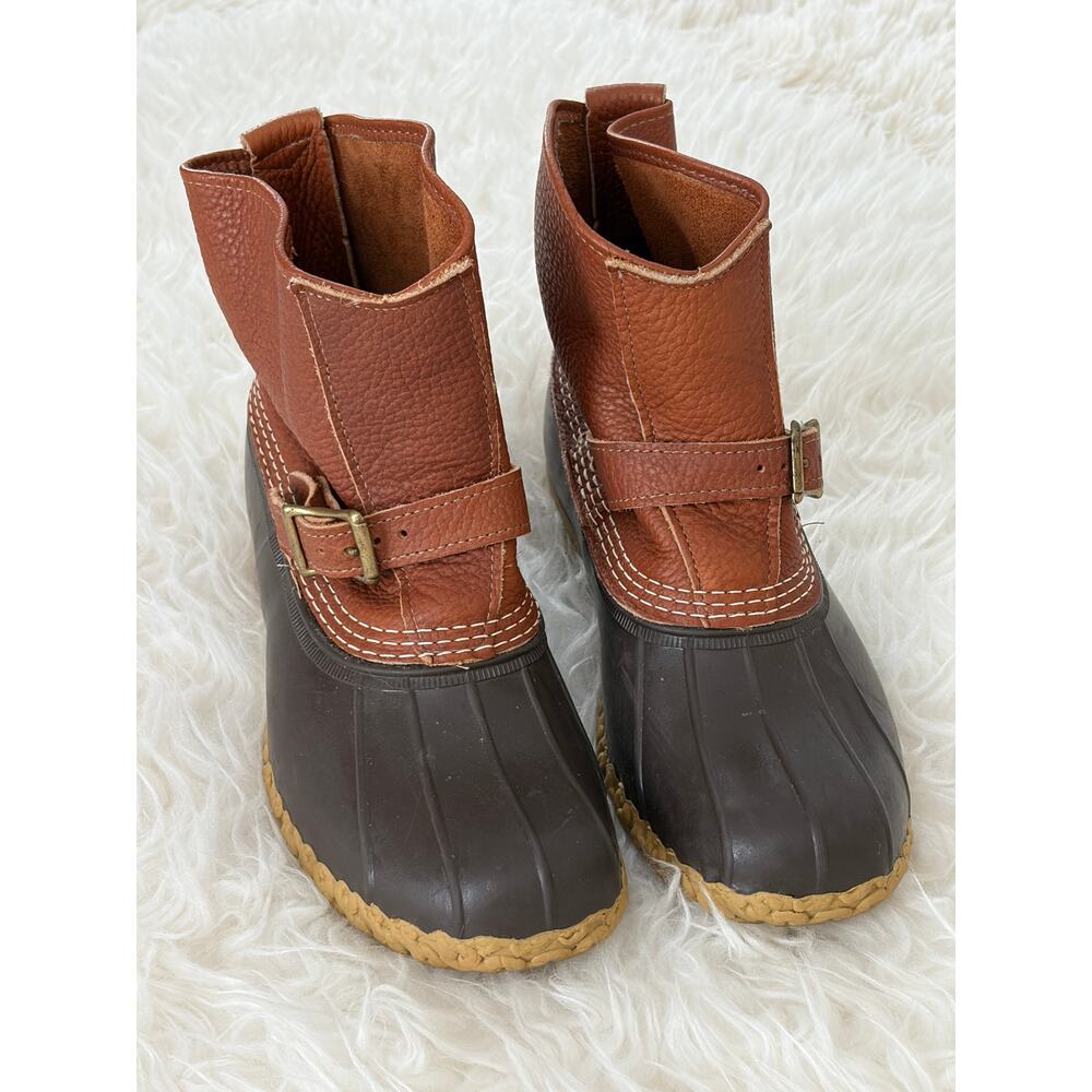 LL BEAN Maine Cognac Leather Lounger Pull-On Ankle Boots, Women’s Size 9 W - Picture 2 of 7